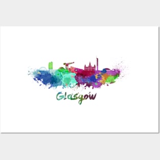 Glasgow skyline in watercolor Posters and Art